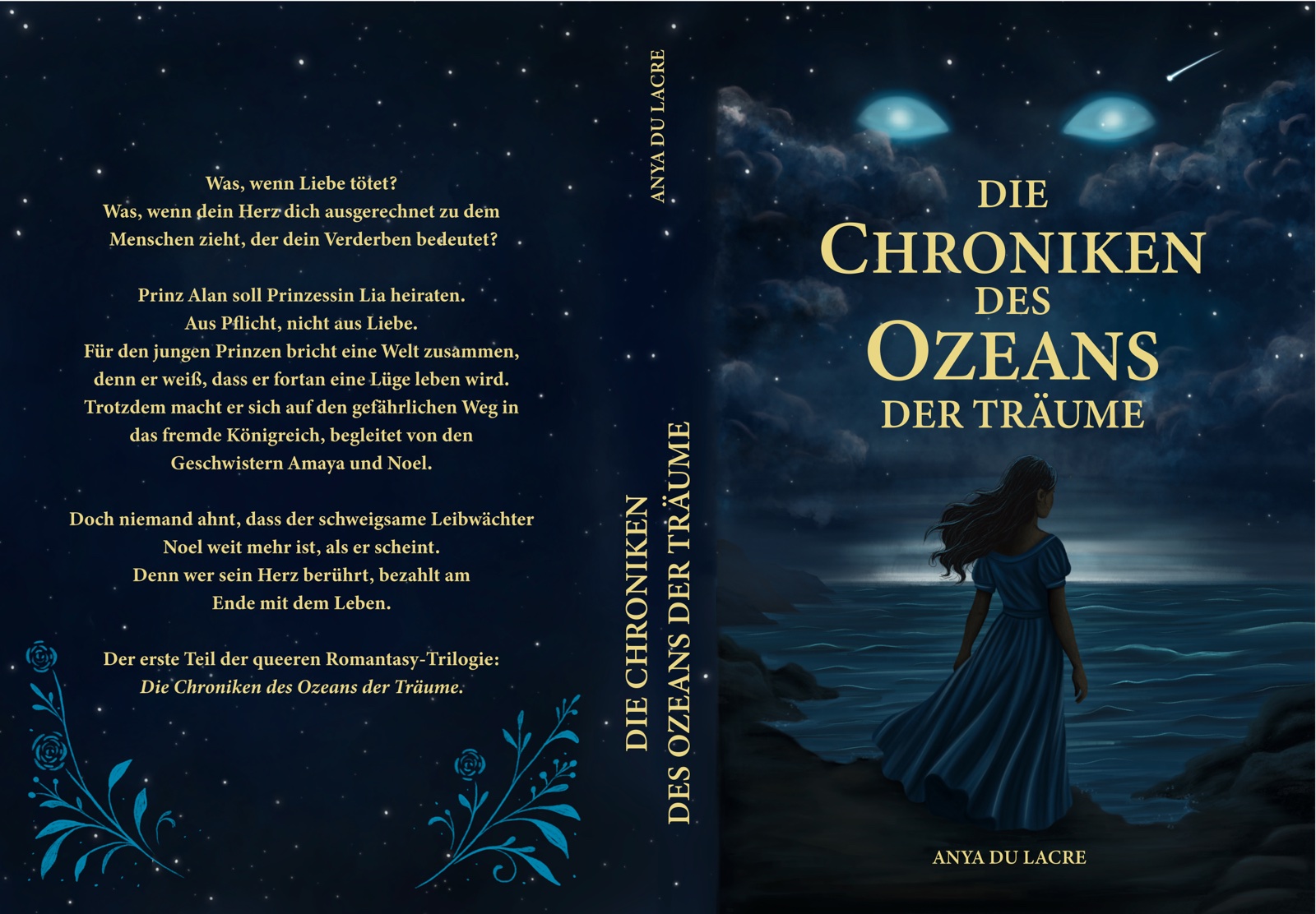 Das ganze Cover von Die Chroniken des Ozeans der Träume, Teil 1: Vorderseite, Rücken und Rückseite mit Klappentext